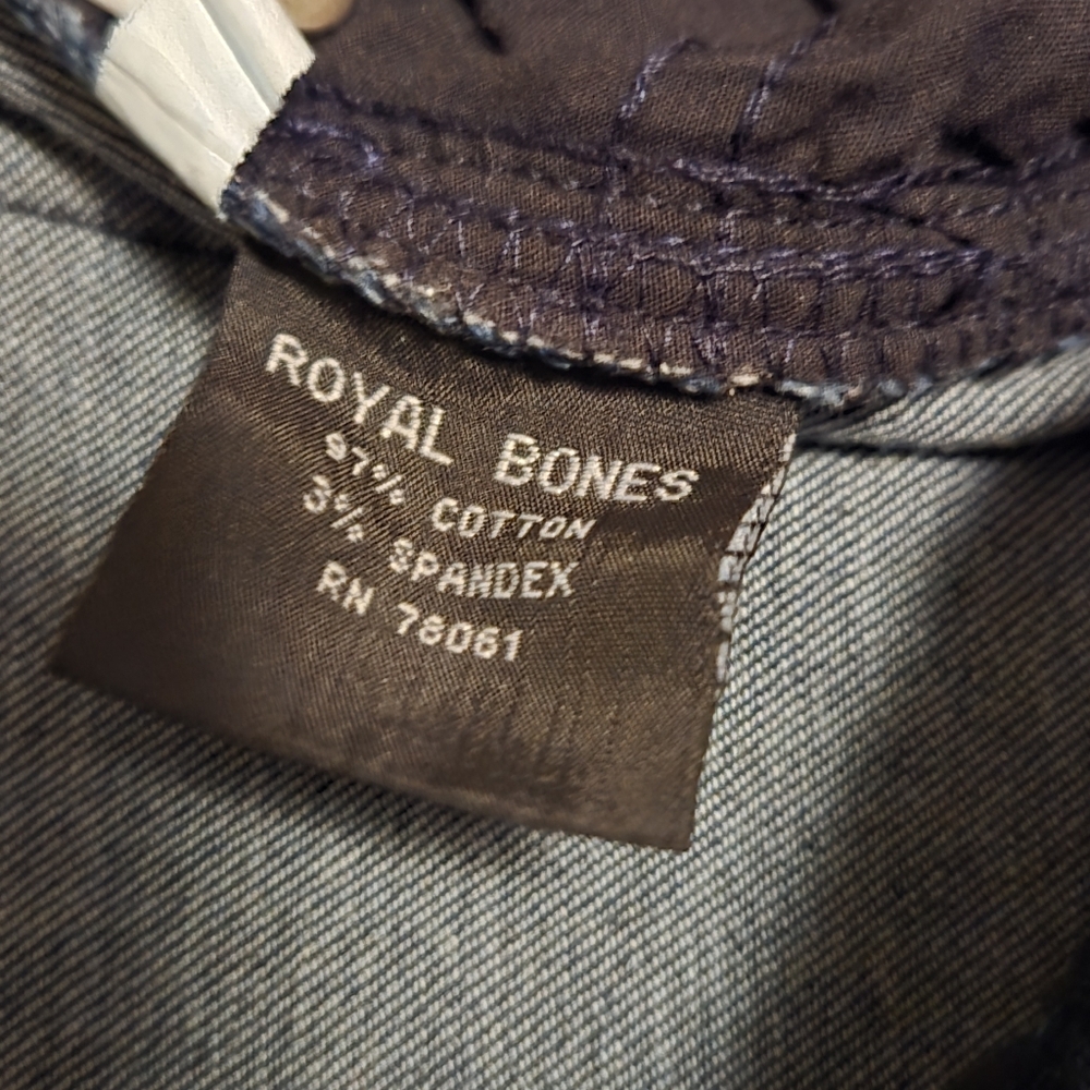 Royal Bones Print Blue Jeans Womens Size 13 Nice - Picture 3 of 7
